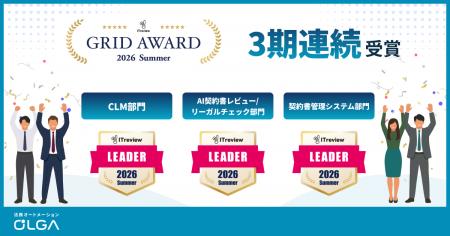 法務オートメーション「OLGA」、ITreview Grid Award 