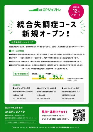 就職率97%の就労移行支援「atGPジョブトレ」統合失調