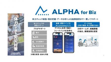 企業向け体力チェックの「ALPHA for Biz」、9/16-18の