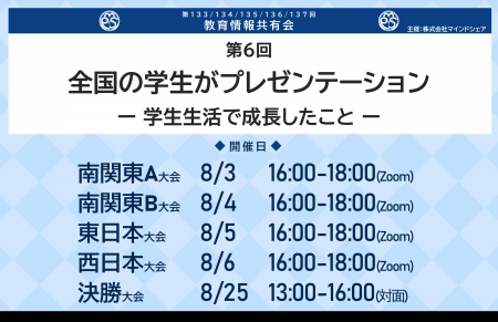 第6回学生プレゼン大会、全国15都道府県・25校が出場