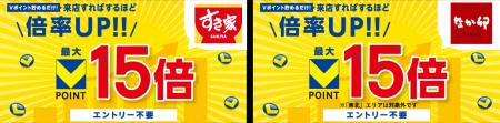 8月1日より「すき家」「なか卯」で最大15倍のVポイン