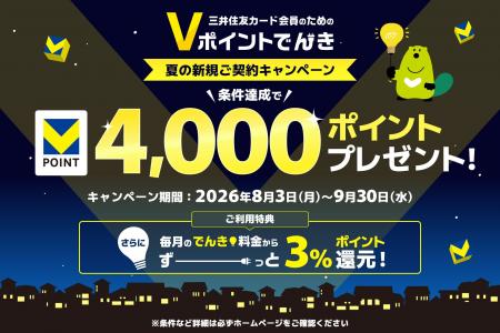 「4,000ポイントプレゼント！Vポイントでんき 夏の新