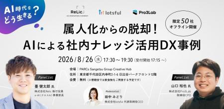Relic、lotsful、Pro3Lab、8月26日(水)17:30より日比 Relic、lotsful、Pro3Lab、8月26日(水)17:30より日比
