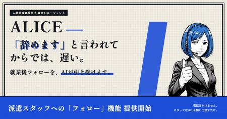 人材派遣会社向け音声AIエージェント「ALICE」、就業 人材派遣会社向け音声AIエージェント「ALICE」、就業