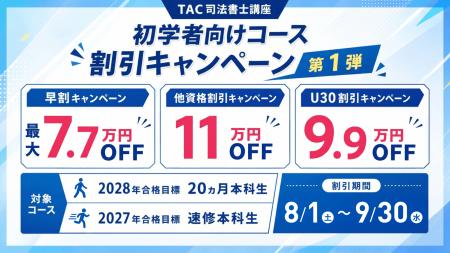 【TAC司法書士】今ならお得！割引キャンペーン最大110