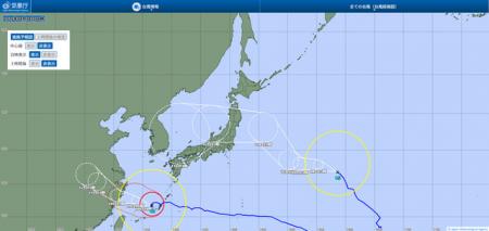 気象庁が公表した2026年8月8日午前6時時点の台風情...