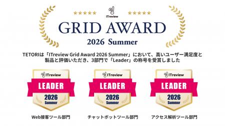 Web接客ツール「TETORI」が「ITreview Grid Award 202 Web接客ツール「TETORI」が「ITreview Grid Award 202