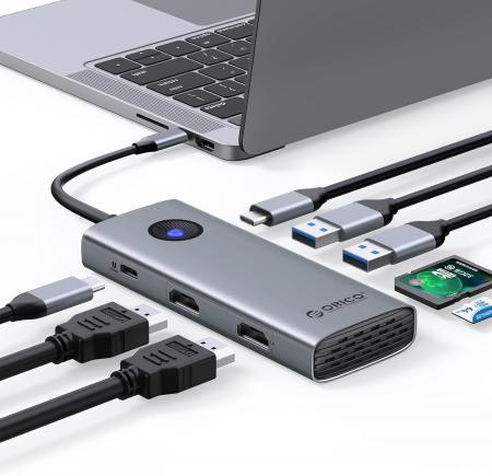 ORICO、デュアルHDMI 4K@60Hz出力対応8-in-1 USB-Cド ORICO、デュアルHDMI 4K@60Hz出力対応8-in-1 USB-Cド