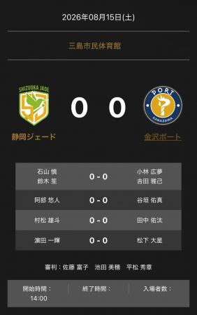 ノジマTリーグ　2026-2027シーズン　公式戦　8月15日