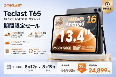 Teclast T65、8月12日～8月19日の期間限定セールを開
