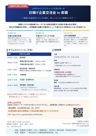 【沖縄の企業向け】「日韓IT企業交流会 in 那覇」を１