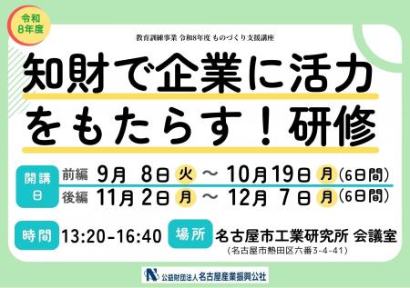 令和8年度 知財で企業に活力をもたらす!研修 令和8年度 知財で企業に活力をもたらす!研修
