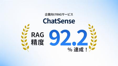 法人向けRAG「ChatSense」、回答精度92.2%を達成。業 法人向けRAG「ChatSense」、回答精度92.2%を達成。業