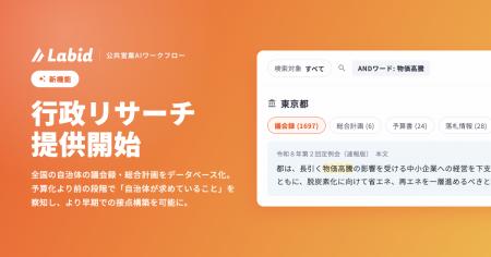公共営業AIワークフロー「Labid」、全国の自治体議会 公共営業AIワークフロー「Labid」、全国の自治体議会