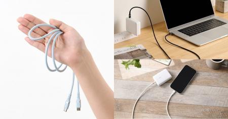 手触りがよく、絡みにくいシリコン素材を採用！USB-IF