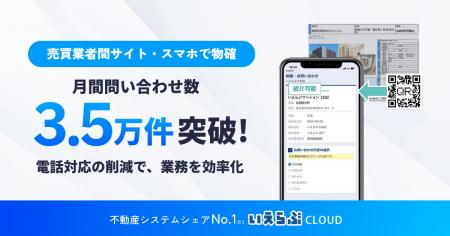 「売買業者間サイト」「スマホで物確」の月間問い合わ 「売買業者間サイト」「スマホで物確」の月間問い合わ