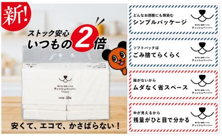 綿半から「箱がない透明パックのティッシュペーパー」