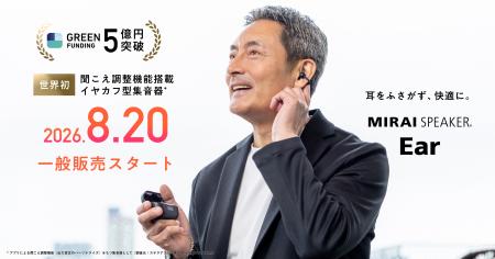 世界初！聞こえ調整機能搭載 イヤカフ型集音器※1「ミ