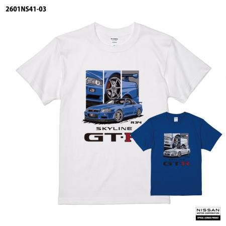 R34の迫力を一枚に。SKYLINE GT-R (R34) デザインTシ