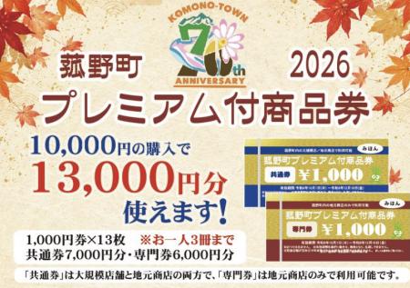 プレミアム率30％でおトクに応援！「菰野町プレミアム