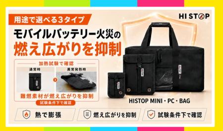 モバイルバッテリーなどの発火リスクに備える「HISTOP