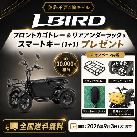 特定小型原付4輪モデル「LBIRD」をもっと便利に。豪華