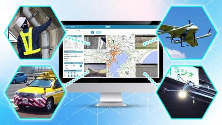 ドローンと道路パトロールカーの連携により広域点検か ドローンと道路パトロールカーの連携により広域点検か
