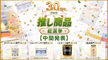 「iHerb30周年 推し商品総選挙」カテゴリ別投票1位商