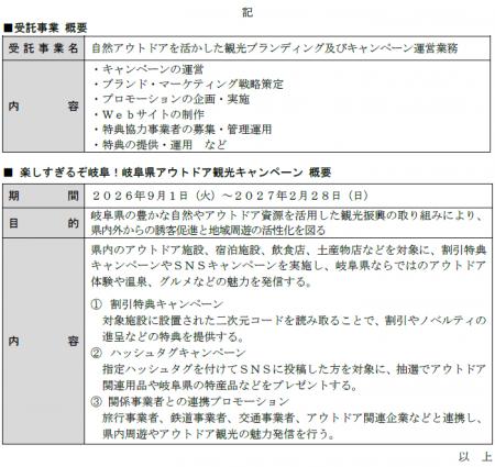 「楽しすぎるぞ岐阜！岐阜県アウトドア観光キャンペー