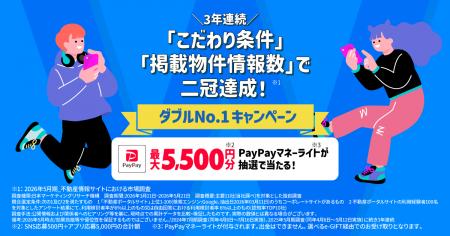 ニフティ不動産、3年連続二冠達成記念！「ダブルNo.1