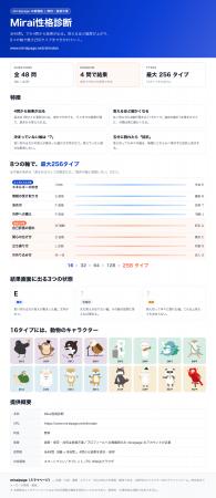 国産SNS「MirAIPage」、無料の性格診断「Mirai性格診