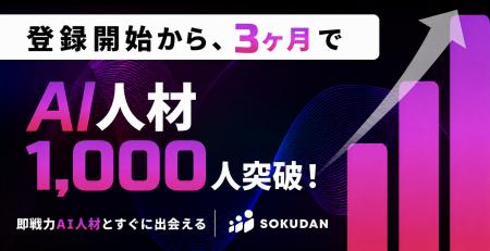 SOKUDAN、AI人材の登録者数が3ヶ月で1,000名を突破