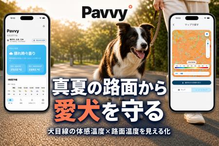 猛暑・寒さから犬を守るアプリ「Pavvy°」のリリース、 猛暑・寒さから犬を守るアプリ「Pavvy°」のリリース、