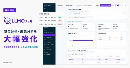 「LLMOチェキ」、AI検索の競合分析・成果分析を大幅強