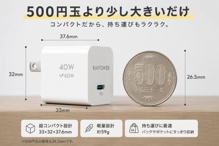 最大60％OFF【RAVPower】500円玉より少し大きい！次世