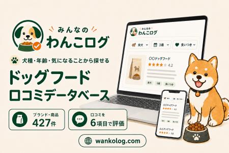 ドッグフード口コミデータベース「わんこログ」公開、