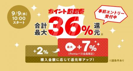 au PAY マーケット、最大36％還元の「ポイント超超祭