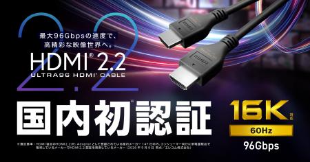 国内初認証(※1)！最新規格「HDMI(R)2.2」対応で高精細