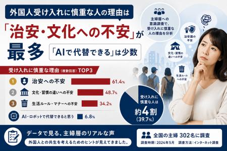 外国人受け入れに慎重な人の理由は「治安・文化への不 外国人受け入れに慎重な人の理由は「治安・文化への不