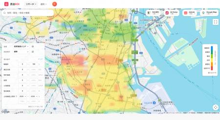 「稼げる民泊エリア」が色分け地図で一目でわかる。株