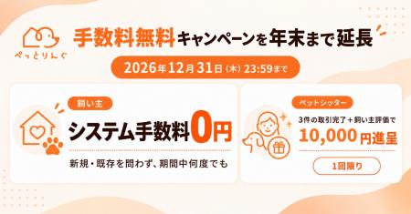 年末まで、飼い主はペットシッターを手数料無料で予約