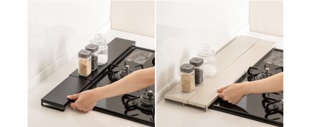 コンロ排気口の汚れを防ぎ、デッドスペースを有効活用 コンロ排気口の汚れを防ぎ、デッドスペースを有効活用