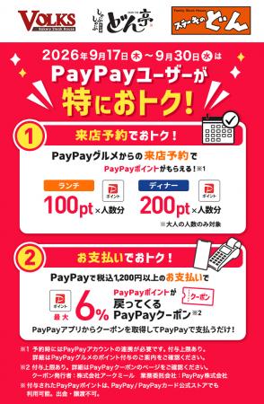 PayPay払い(最大6％Pプレゼント)＋PayPayグルメ予約で