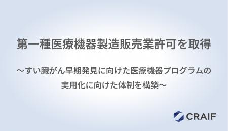 Craif、第一種医療機器製造販売業許可を取得