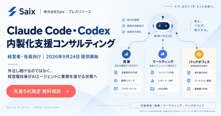 株式会社Saix、経営層がClaude Code・Codexで業務自動 株式会社Saix、経営層がClaude Code・Codexで業務自動