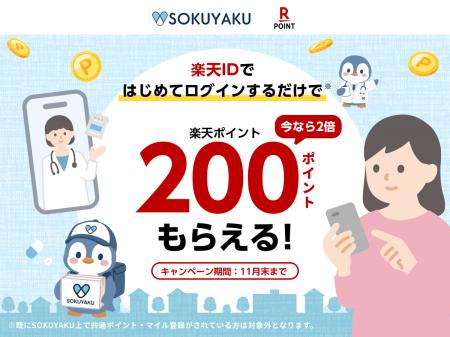 「SOKUYAKU」が楽天IDでのログイン・会員登録に対応。 「SOKUYAKU」が楽天IDでのログイン・会員登録に対応。
