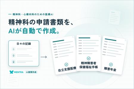 精神科の申請書類をAIが自動で作成。医療AI「MENTRA」