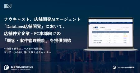 ナウキャスト、店舗開発AIエージェント「DataLens店舗