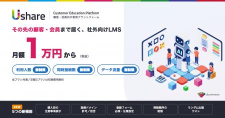 月額1万円から、受講者数・データ流量は無制限。社外
