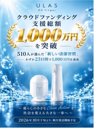 ULAS O3 finger、クラウドファンディング支援総額1,10